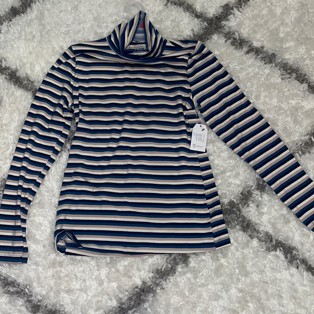 Stretchy Striped Turtleneck Top